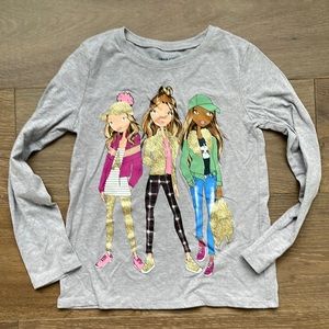 5/$25 Children’s Place Long Sleeve Graphic T-shirt Gold Glitter Detail Size Med